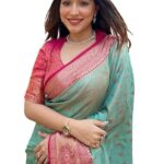 Women's Kanjivaram Designer Soft Silk Sarees With Blouse Piece