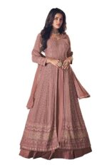 Women's Maxi Anarkali Dress (122-PINK_Pink_Free Size)