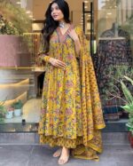 Women's Rayon Blend Anarkali Printed Kurta with Palazzo & Dupatta - Image 2