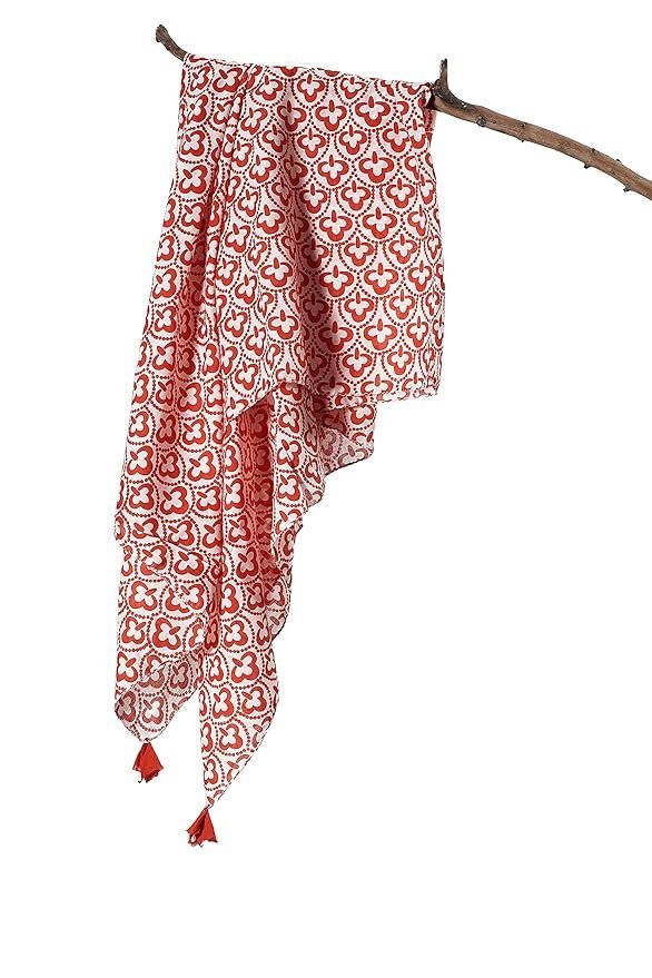 81OOgBuU3RL._SY879_.jpg Sofir Stylish Girls Cotton printed Scarf, 100x100 Cm Square Size,100% Cotton Scarf - Image 1