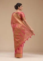 Rani Pink Printed Art Silk Saree - Image 2