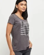 Women Printed Regular Fit Round-Neck T-Shirt - Image 4