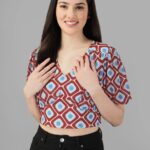 Crop Tops for Women Western Wear Maroon