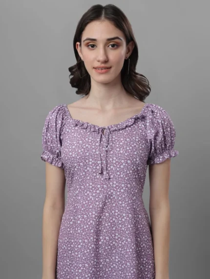 Dresses For Women Western Wear Floral Purple Regular Price